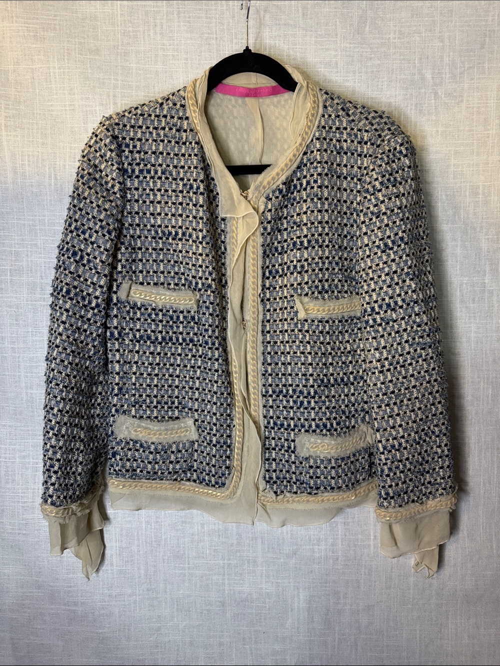 Emanuel Ungaro Navy and Cream Bouclé Jacket - Picture 1 of 11